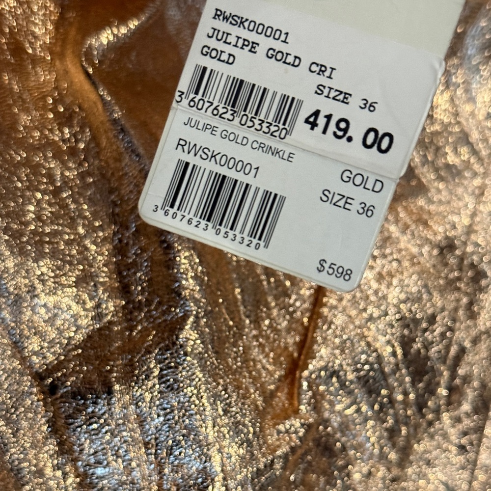 ZADIG & VOLTAIRE NWT Julipe Skirt gold goat leather 36 - Picture 3 of 4